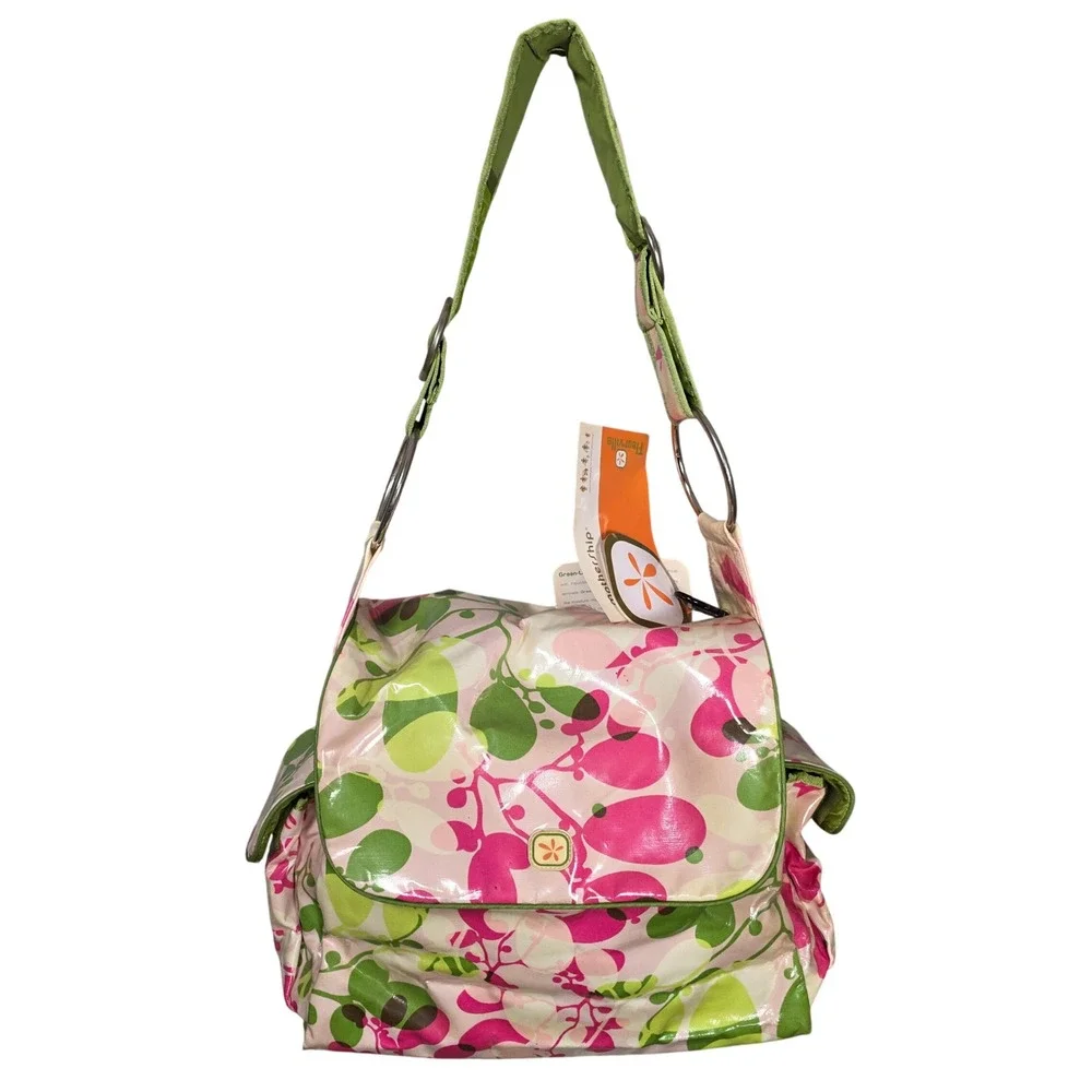 Fleurville Mothership Diaper Bag Floral Green-LAM Pink Green Storage Travel Baby